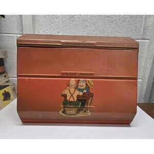 Vintage Red Metal Dispenser Paper Towel Wax Aluminum Foil Holder Wall Hanging